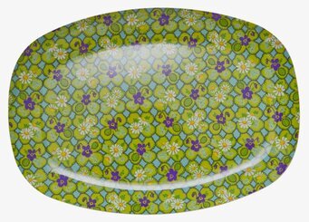 Tallrik Clover från Rice med grönt mönster av blommor och blad