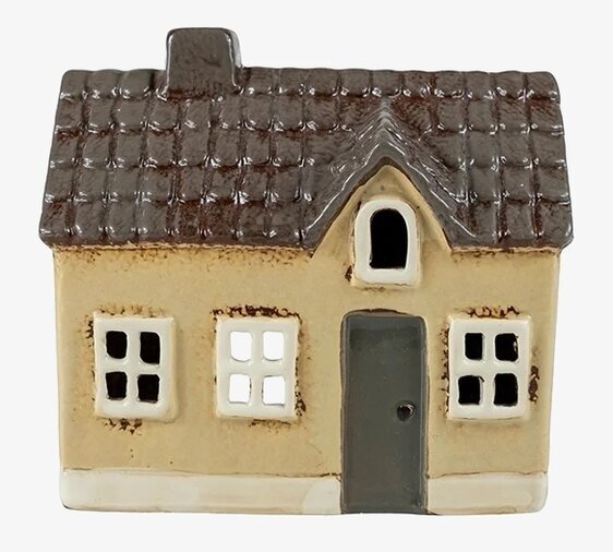 Ljuslykta Hus Beige från Det Gamle Apotek i keramik, beige