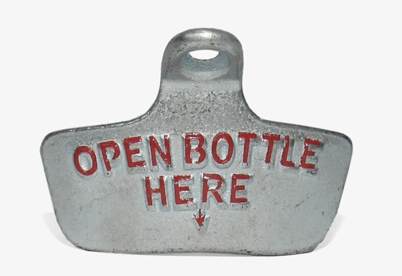 Kapsylöppnare Bottle från Excel med röd text och pil