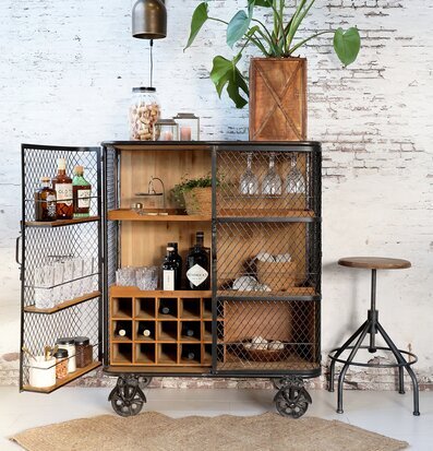 Barskåp/Serveringsvagn Antiksvart från Chic Antique