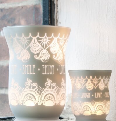 Bohem Stor Vit - Majas Cottage ljuslyktor på fönsterbräda