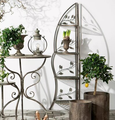 Hörnhylla Metall Grön från A Lot Decoration med växter