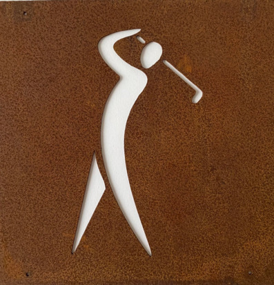 Skylt Golfare (armeringsnät) från Lind Decoration i rostig metall