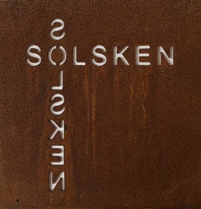 Skylt Solsken (armeringsnät) från Lind Decoration, rostig