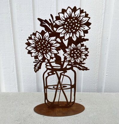Solrosor I Vas Rost från Lind Decoration i rostig metall