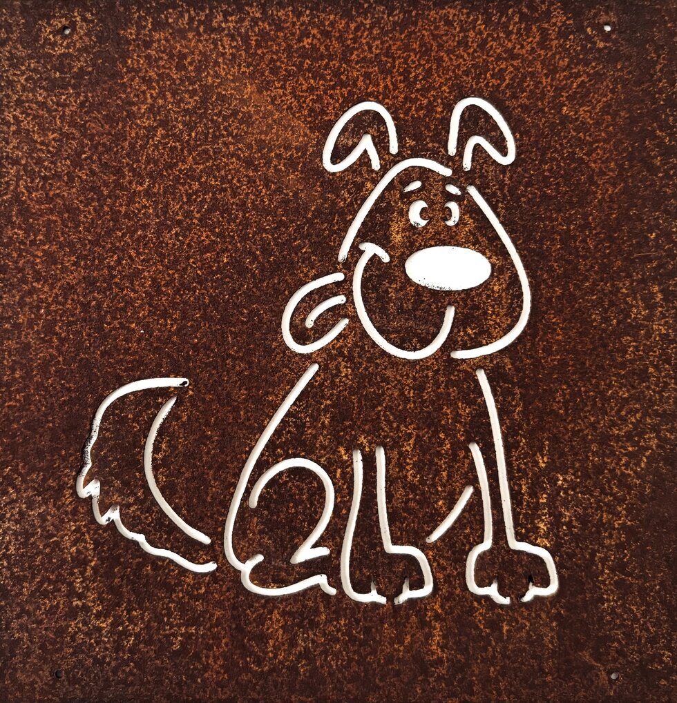 Skylt Hund (armeringsnät) från Lind Decoration utomhus