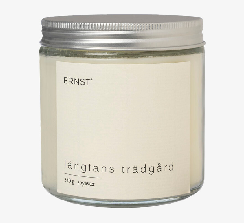 Doftljus Längtans Trädgård från Ernst i glasburk med lock