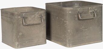 Kruka Kvadrat Greige Set/2 från A Lot Decoration i metall