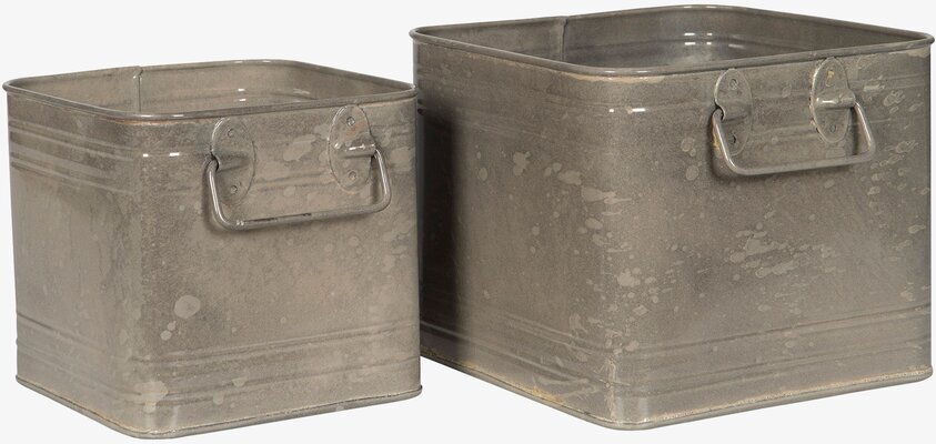 Kruka Kvadrat Greige Set/2 från A Lot Decoration i metall