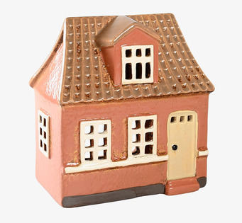 Bild av charmig terrakotta ljuslykta formad som hus