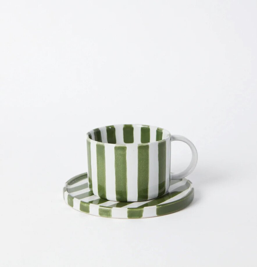 Monica Kopp Med Fat Grön från Olsson & Jensen, randig