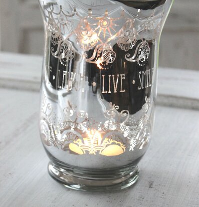 Bohem Stor Silver - Majas Cottage ljuslykta på rustik yta