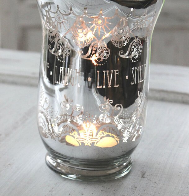 Bohem Stor Silver - Majas Cottage ljuslykta på rustik yta