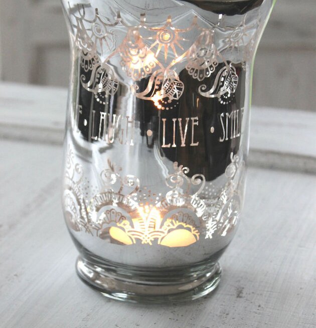 Bohem Stor Silver - Majas Cottage ljuslykta på rustik yta