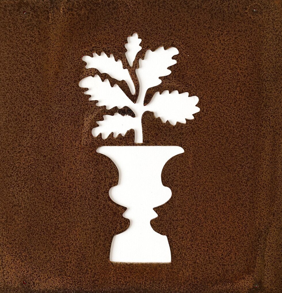 Skylt Blomma & Kruka (armeringsnät) från Lind Decoration