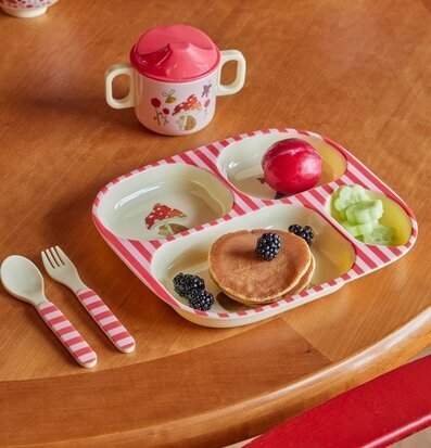 Barntallrik 4-Fack Pink Happy Forest Print från Rice