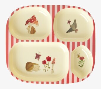 Barntallrik 4-Fack Pink Happy Forest Print från Rice