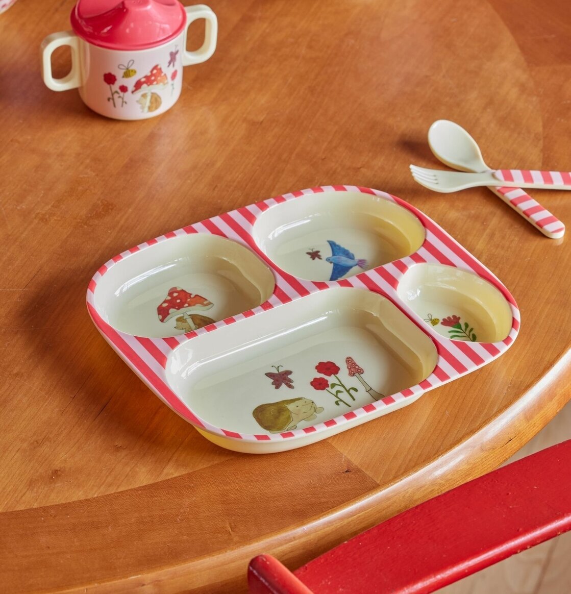 Barntallrik 4-Fack Pink Happy Forest Print från Rice