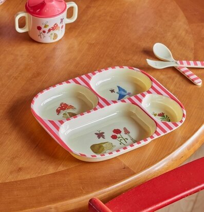 Barntallrik 4-Fack Pink Happy Forest Print från Rice