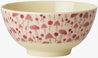 Skål Pink Happy Forest Print från Rice med svampmönster