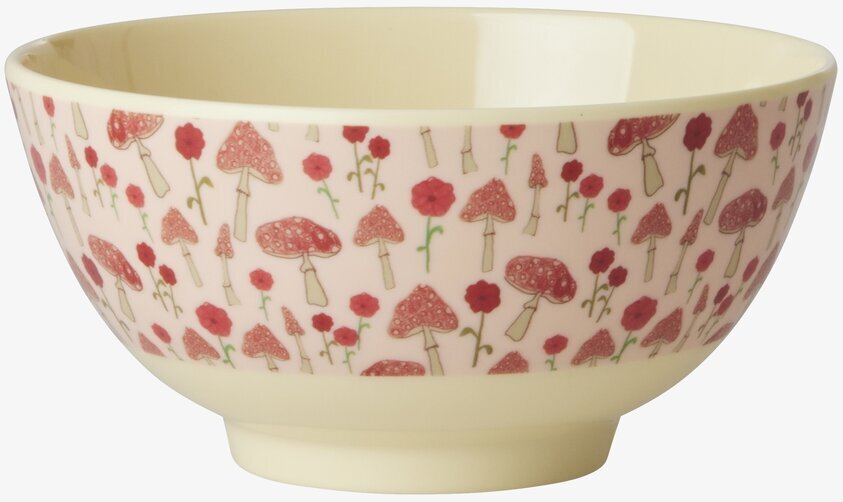 Skål Pink Happy Forest Print från Rice med svampmönster