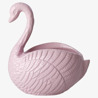 Blomkruka Svan Rosa från Rice, rosa svanformad blomkruka