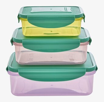 Plastburkar Med Lock - 3-Pack från Rice i olika färger