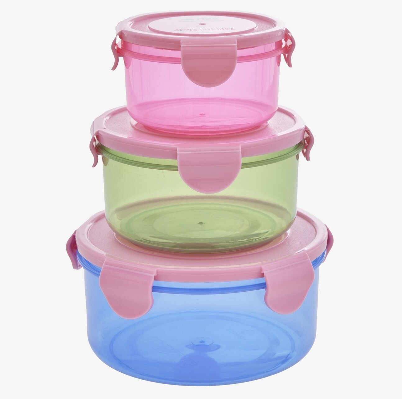 Plastburkar Rund Med Lock - 3-Pack från Rice i olika färger