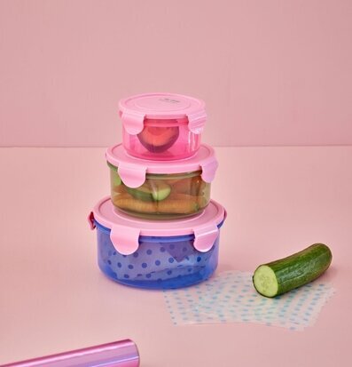 Plastburkar Rund Med Lock - 3-Pack från Rice i olika färger