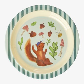 Barntallrik Blue Happy Forest Print Print från Rice