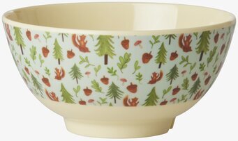 Skål Blue Happy Forest Print från Rice med skogsmönster