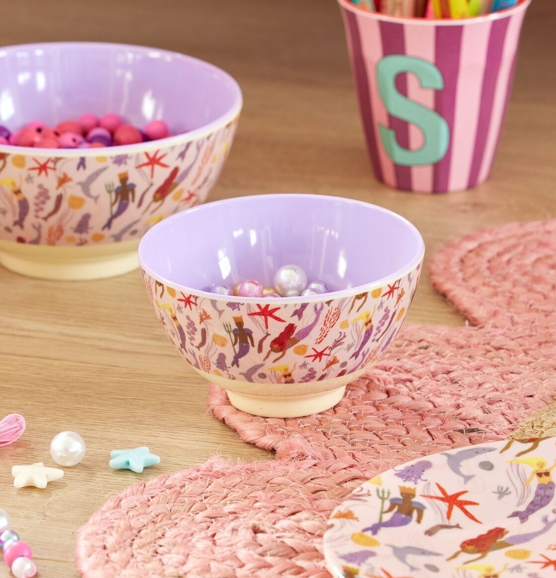 Rice Liten Skål Mermaid Print med färgglatt sjöjungfrutema