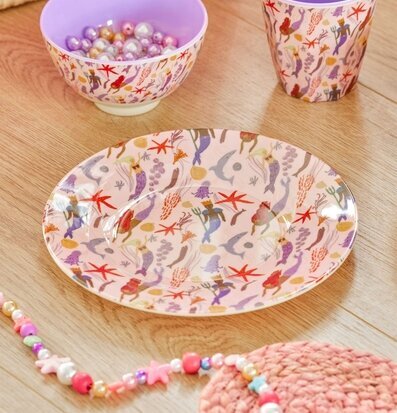 Barntallrik Mermaid Print Rice Tallrikar Djupa tallrikar (ej skål) Desserttallrikar Assietter Barntallrikar Picknicktallrikar