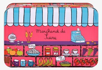 Bild av färgglad plåtburk med charmigt marknadsstånd