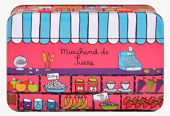 Plåtburk Café sockersött från Derriére la porte, livfull design