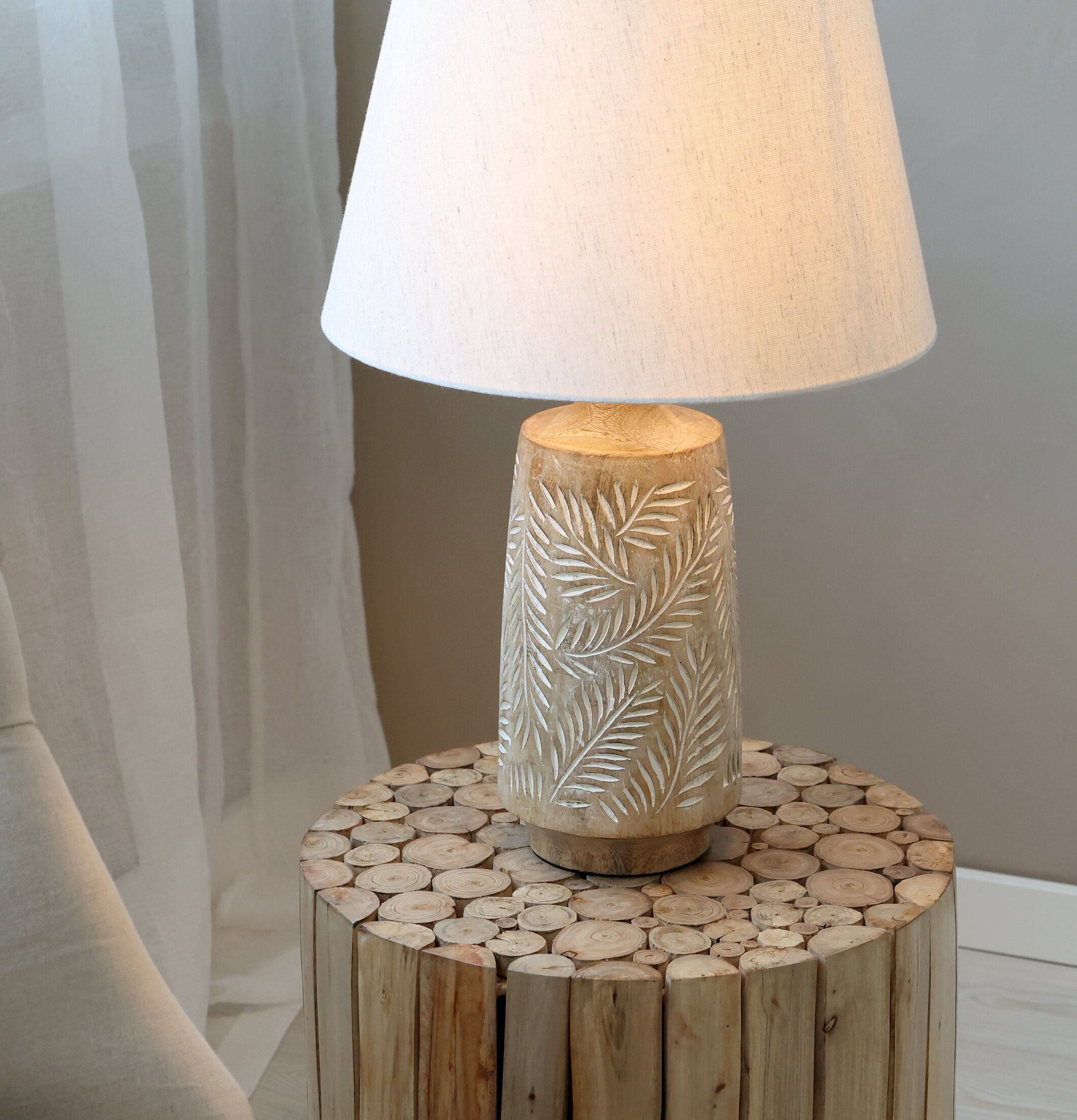 Pall/Taburett Natur Ø40cm från Chic Antique i rustikt trä