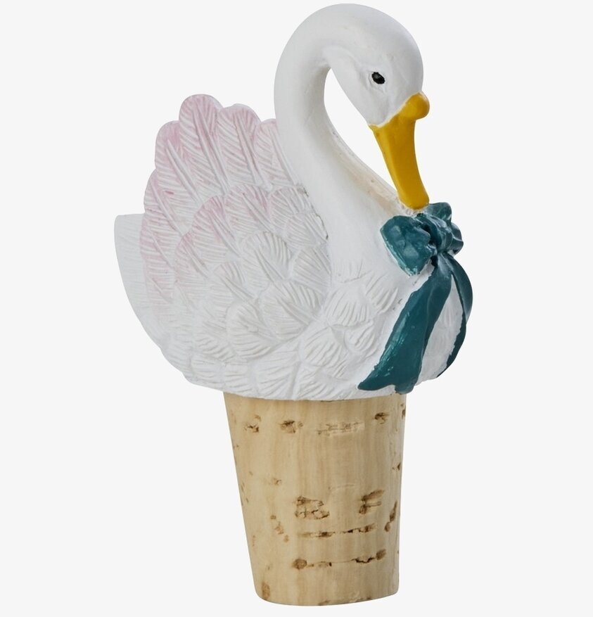 Vinkork Svan från Rice med vit svanfigur och beige kork