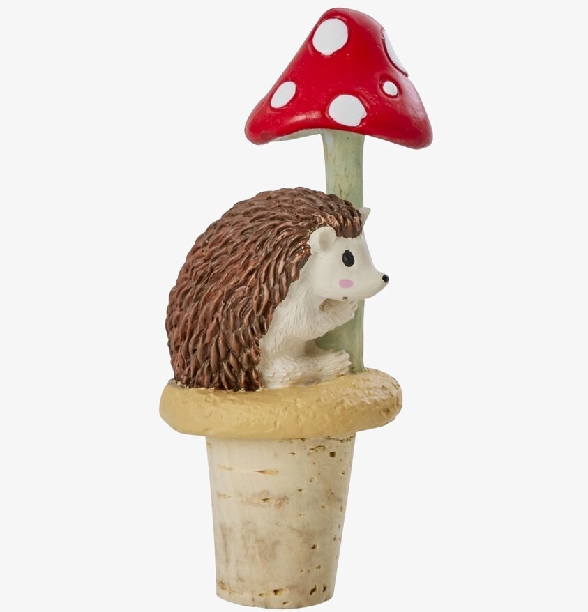 Vinkork Igelkott från Rice med igelkott och svamp på toppen