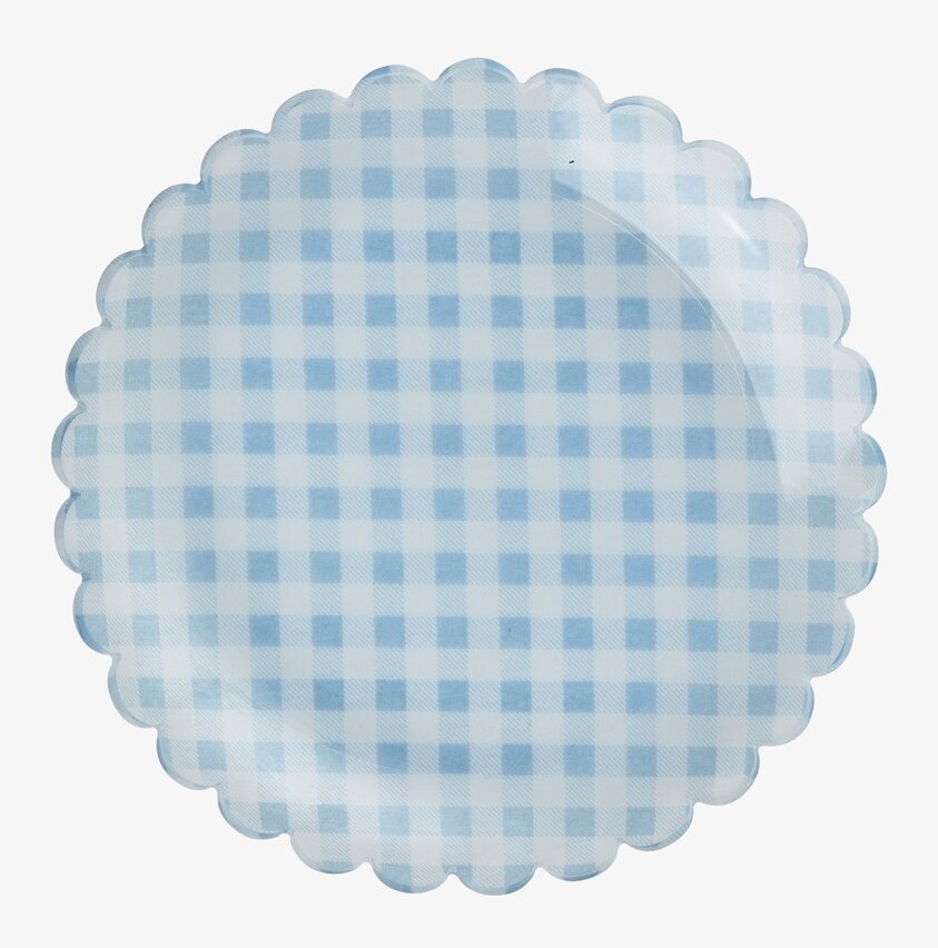 Liten Assiett - Soft Blue Checkers från Rice med rutmönster