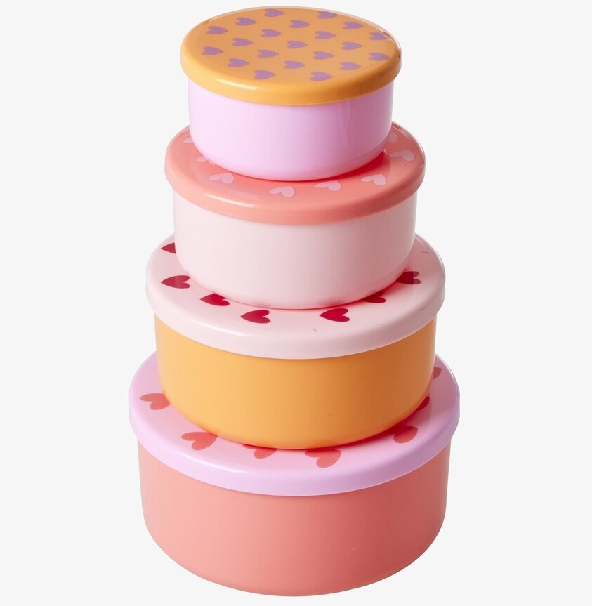 Plastburkar Med Lock Hjärta - 4-Pack från Rice, staplade