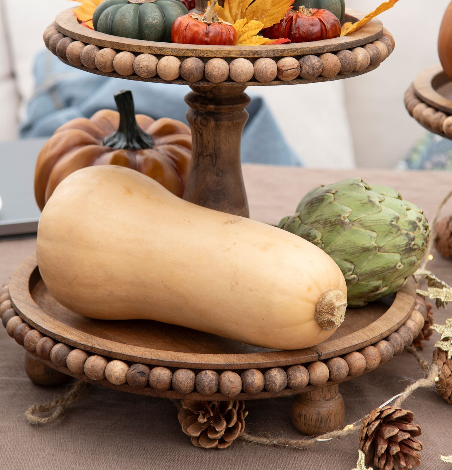 Våningsfat Marble Trä Brun från A Lot Decoration med pumpor