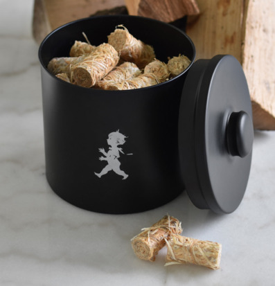 Bild av elegant rund förvaringsburk i svart metall