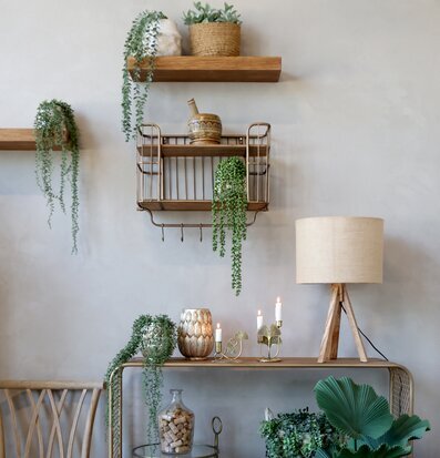 Vägghylla M. 5 Krokar Antik Mässing Chic Antique Vägghyllor