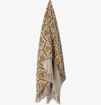 Pläd Hanny Gul/Natur från Bloomingville med blommönster