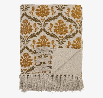 Pläd Hanny Gul/Natur från Bloomingville med blommönster