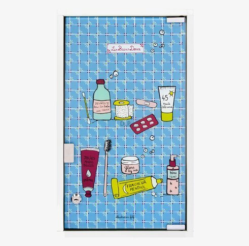 Medicinskåp Blå från Derriére la porte med rutmönster