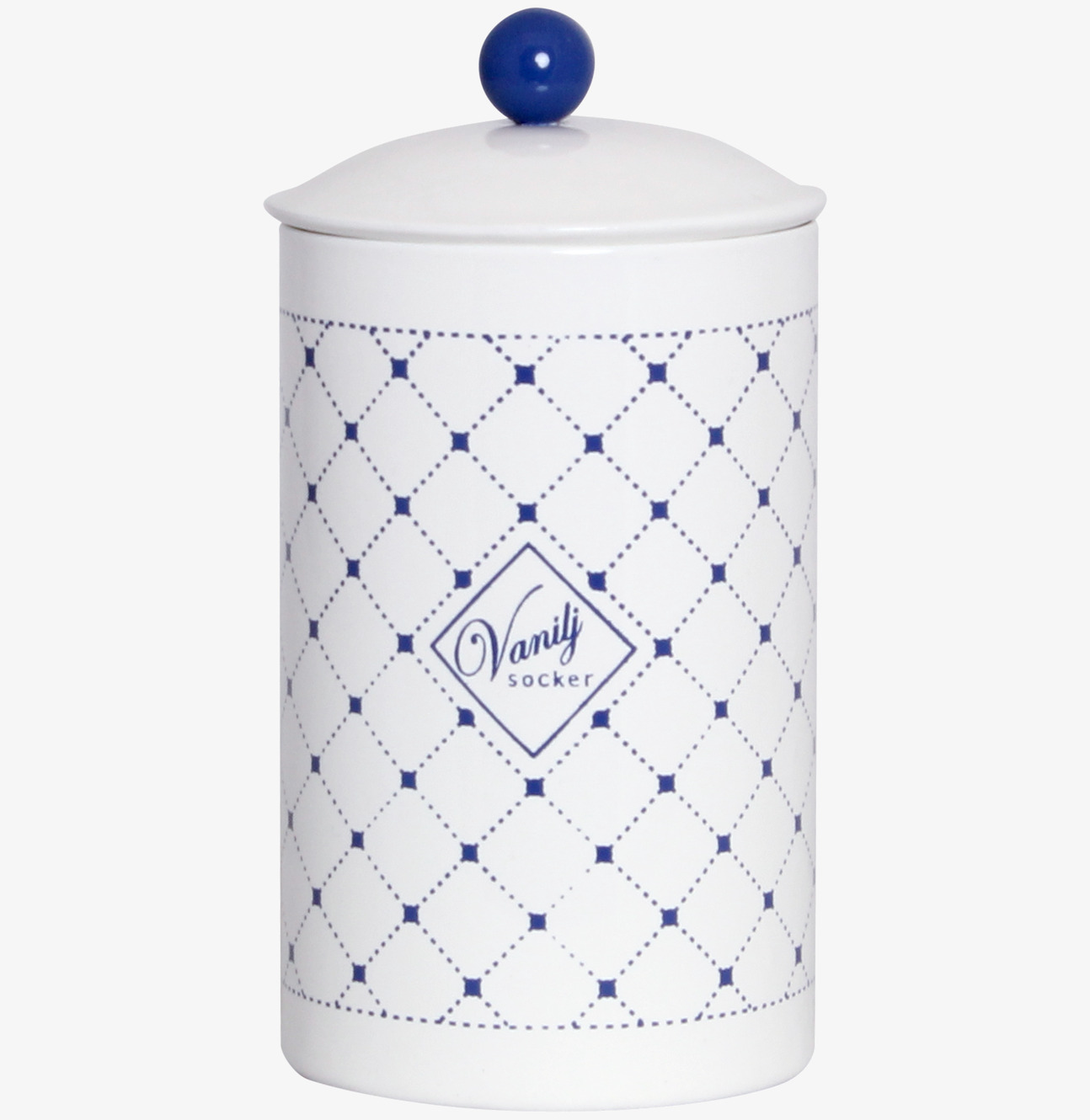 Plåtburk Gunnel Vaniljsocker från Strömshaga i vit plåt