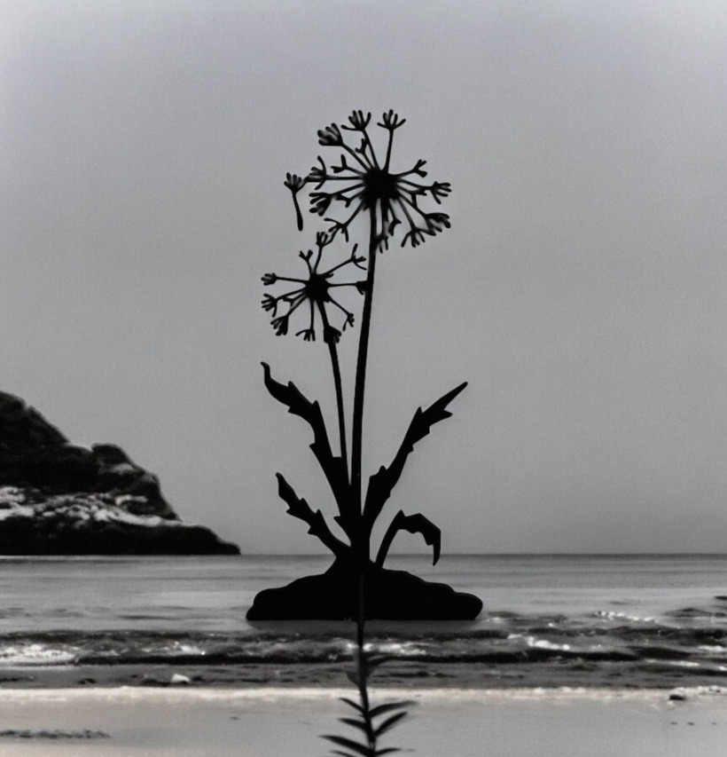 #ÄlskaPlåt Maskros Svart från Älskaplåt på en strand
