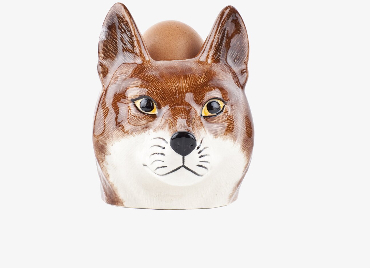 Äggkopp Räv från Quail Ceramics, detaljrik keramikräv