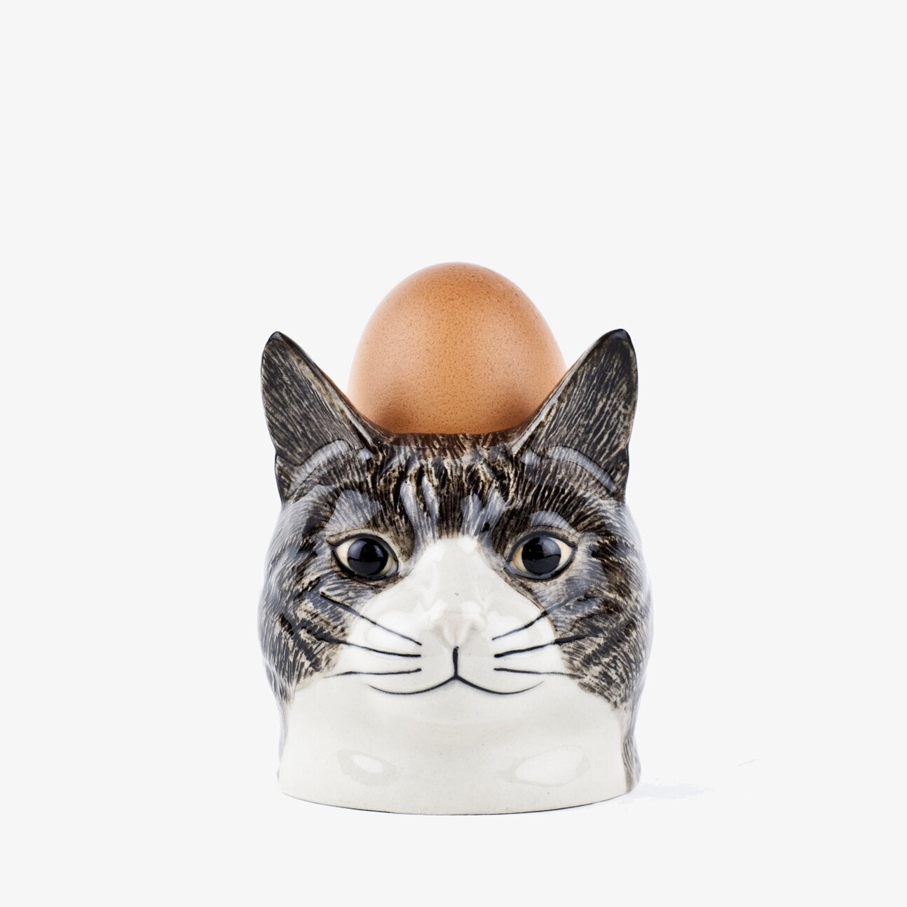 Äggkopp Katt från Quail Ceramics med detaljerat kattansikte
